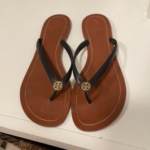 Black Tory Burch flip flops